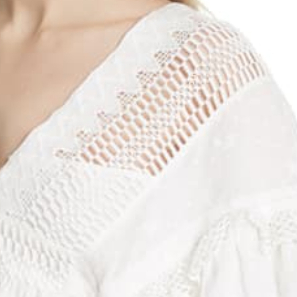 Free People Drive You Mad Blouse Cotton Lacey Embroidered Ivory Size Md & Lg NWT - Picture 7 of 16